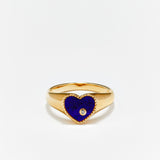 Mini Chevaliere hart ring blauw