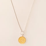 Lange/korte ketting met munt en T-sluiting in zilver