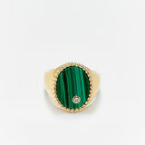 Chevaliere ovale ring met malachite
