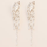 Silver-plated oorbellen dangling leaves