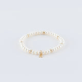 Armband met zoetwater parels en 14kt geelgouden bedels