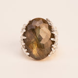 Ring met veermotief en labradoriet