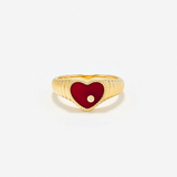 Mini Chevaliere hart berlingot ring rood