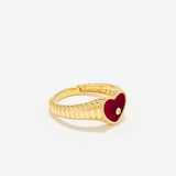 Mini Chevaliere hart berlingot ring rood