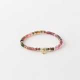 Armband petit met toermalijn bedels en 14kt geelgouden bedels