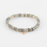 Armband met labradoriet en 14kt geelgouden bedels