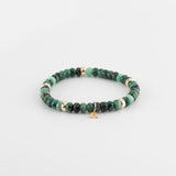Armband met smaragd bedels en 14kt geelgouden bedels