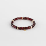 Armband met granaat bedels en 14kt geelgouden bedels
