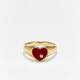 Mini Chevaliere hart ring rood