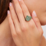 Peervormige ring Chevaliere met Tsavorites