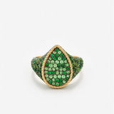 Peervormige ring Chevaliere met Tsavorites